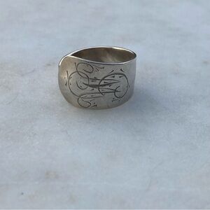 Antique Engraved Silver Spoon Ring